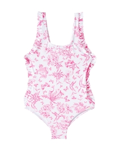 Цветочный купальник с рюшами, Rose Vif Tartine et chocolat