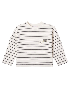 Свитшот из флиса с хлопком Gaya, Rayures Noires Bonpoint