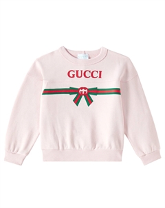 Хлопковый свитшот с принтом логотипа, Rose Water/MC Gucci kids