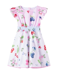 Цветочное платье из хлопкового поплина, Rosa+Bianco Monnalisa