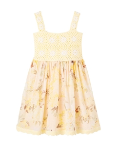 Каскадское кружевное платье с цветочным узором из хлопка, Lemon/Ivory Zimmermann kids