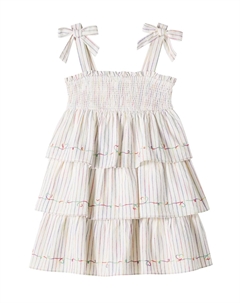 Платье из хлопка в полоску с присборенными деталями Rhiannon, Rainbow Stripe Zimmermann kids