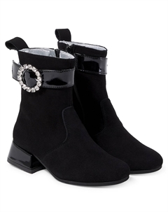 Расшитые замшевые ботильоны, черный Monnalisa