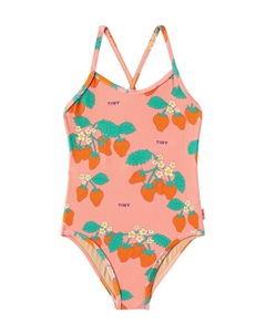 Купальник с принтом клубники, Dark Pink Tinycottons