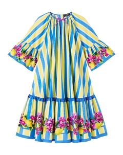 Платье из хлопка Taormina в полоску с цветочным принтом, Righe Multicolor Dolce & gabbana kids