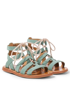 Сандалии Guily из замши Plagette, Velours Mint Pom d'api