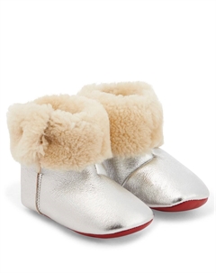 Детские короткие сапожки из каракульчи и мягкой кожи, серебряный Christian louboutin kids