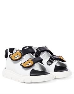 Кожаные сандалии Teddy Bear, Blk/Wht Moschino kids