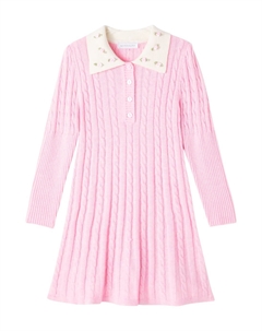 Шерстяное платье с хлопком в рубчик, Rosa Fairytale Monnalisa