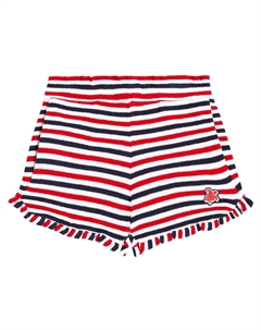 Жимми полосатые хлопковые шорты с рюшами, Blanc Marine/Rouge Vilebrequin kids