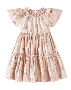 Платье из тафты в горошек с рюшами, Rosa Chiaro Monnalisa