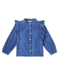 Рафаэлла рюшевая джинсовая рубашка, Washed Blue Molo