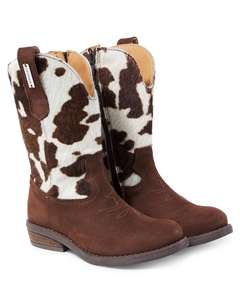 Ковбойские сапоги из телячьей кожи и замши, Panna + Marrone Monnalisa