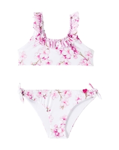 Бикини с рюшами и цветочным принтом, белый Monnalisa
