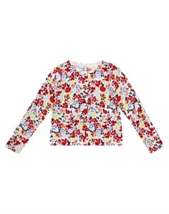 Цветочный хлопковый кардиган, белый Bonpoint