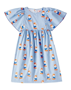 Платье из хлопка с ажурным принтом Readers, Pastel Blue Tinycottons