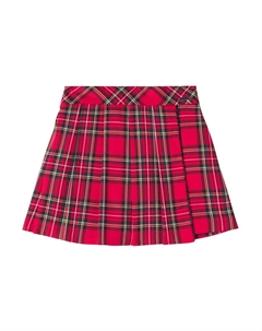 Складчатая юбка-шорты в клетку, Rosso/Verde Monnalisa
