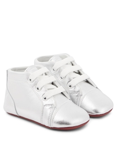 Детские кожаные кроссовки Funnyto с металлическим эффектом, Silver/Bianco Christian louboutin kids