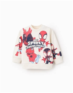 Детская толстовка 100% хлопок с принтом Spiderman, белый Zippy