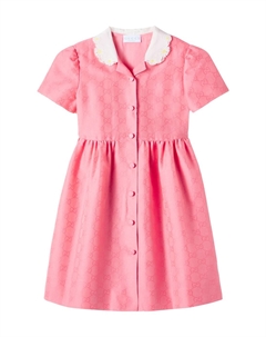 GG платье из хлопкового жаккарда, Pink Rose Petal Gucci kids