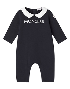 Детский комбинезон из флиса с логотипом Baby, темно-синий Moncler enfant
