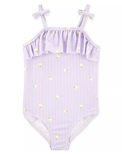 Купальник детский для девочек с полосками и принтом лимона, цельнокроеный, мультиколор Carter`s