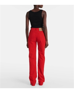 Хлопковые вельветовые брюки с широкими штанинами, красный Prada