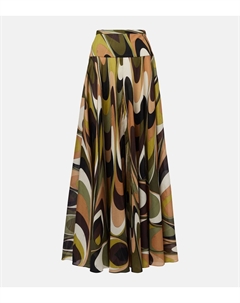 Хлопковая муслиновая юбка макси Onde, хаки Pucci