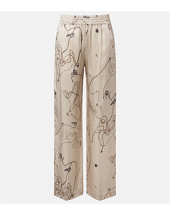 Пижамные брюки из сатинового шёлка с принтом, Pumice Victoria beckham