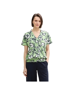 Футболка с коротким рукавом V-Neck Alloverprinted, зеленый Tom tailor