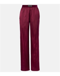 Широкие брюки из сатина с добавлением шелка, Deep Plum Tom ford