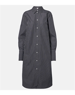 Полосатое хлопковое платье-рубашка из поплина Toteme, Black/White