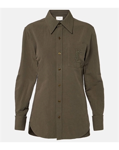 Кассандр рубашка из хлопка и льна, Kaki Saint laurent