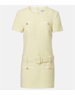 Мини-платье с поясом из букле, желтый Self-portrait