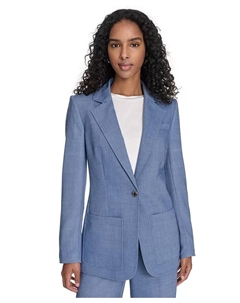 Женский блейзер на одной пуговице с эффектом денима, синий Calvin klein