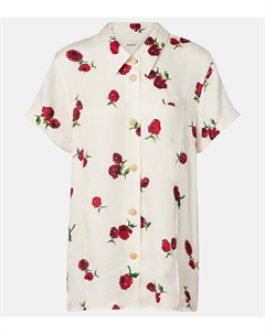 Рубашка Keefe из печатного твила, Raspberry/Cream Khaite