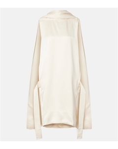 Кокон деконструированное сатиновое мини-платье Toteme, экрю