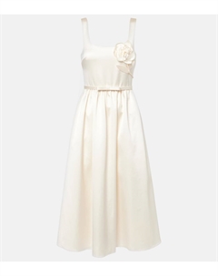 Свадебное платье миди из сатина с цветочной аппликацией, кремовый Self-portrait