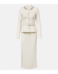 Украшенное вязаное платье миди, кремовый Self-portrait