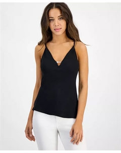 Женский топ Caroline с логотипом и металлической фурнитурой, черный Guess