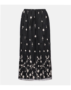 Вышитая плиссированная тюлевая юбка миди Toteme, Black/White