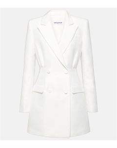 Двубортное платье-пиджак из тафты, белый Self-portrait