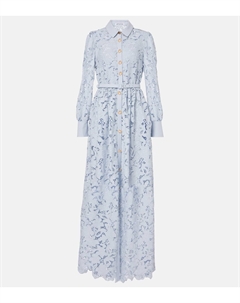 Макси-платье с кружевной отделкой, синий Self-portrait