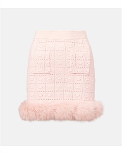 Вязаная мини-юбка с отделкой из искусственного меха, розовый Self-portrait