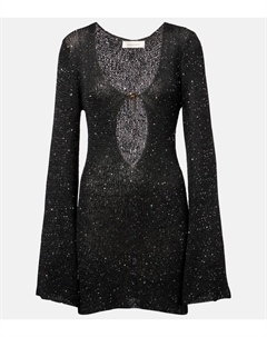 Мини-платье с ажурной вязкой и вырезом Rey, черный Bananhot