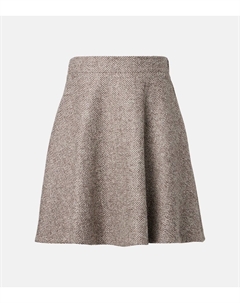 Мини-юбка из шерстяной смеси с высокой талией, Marrone/Grigio/Beige Brunello cucinelli