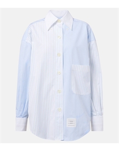 Рубашка из хлопкового поплина в тонкую полоску, светло-синий Thom browne
