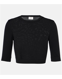 Короткий шерстяной топ, нуар Saint laurent