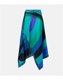Асимметричная шелковая миди-юбка Iride, Smeraldo Pucci