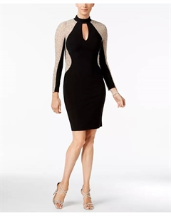 Платье-футляр с шипами и эффектом невидимости Choker Sheath Dress, черный Xscape